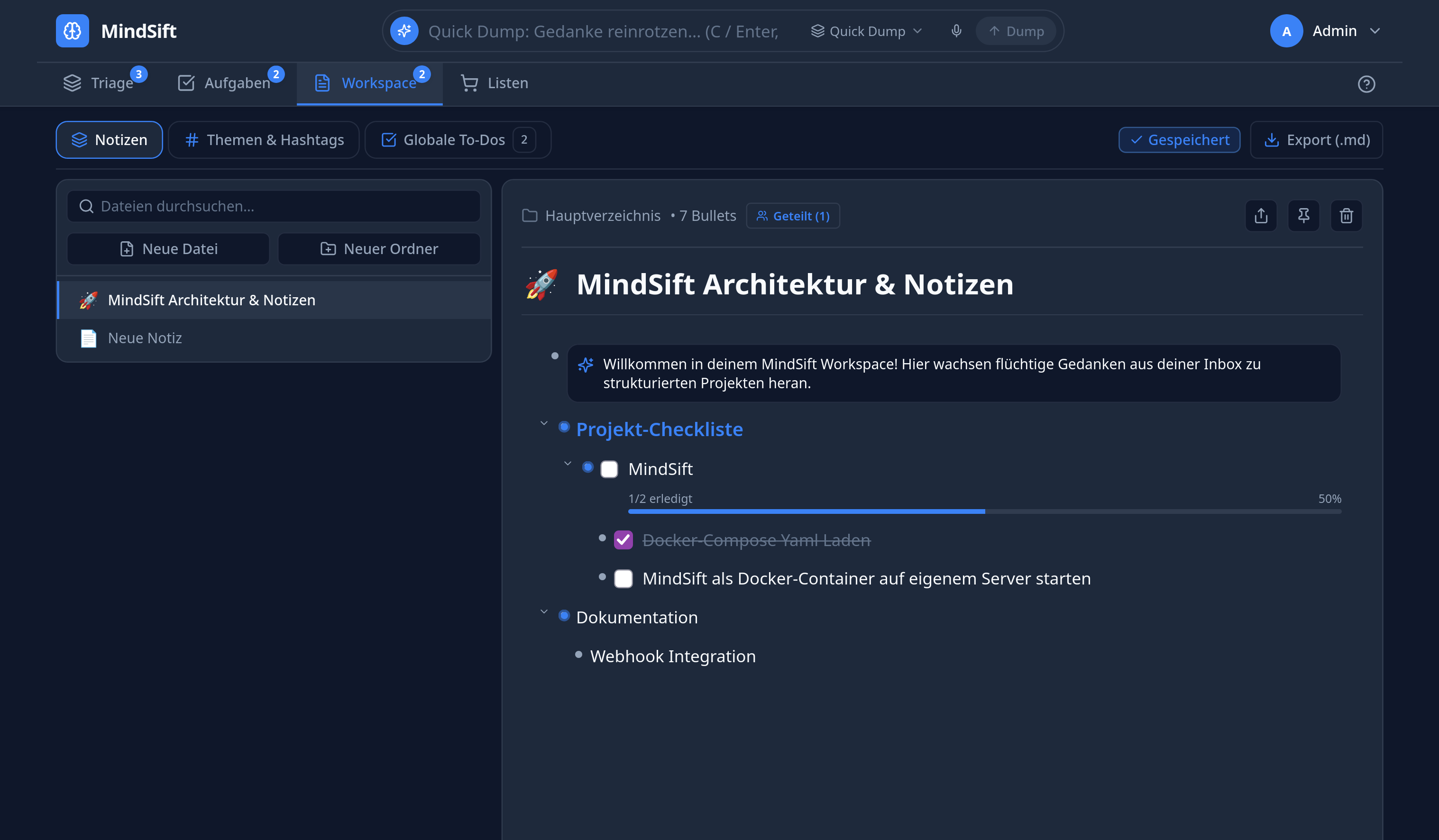 MindSift Workspace Outliner