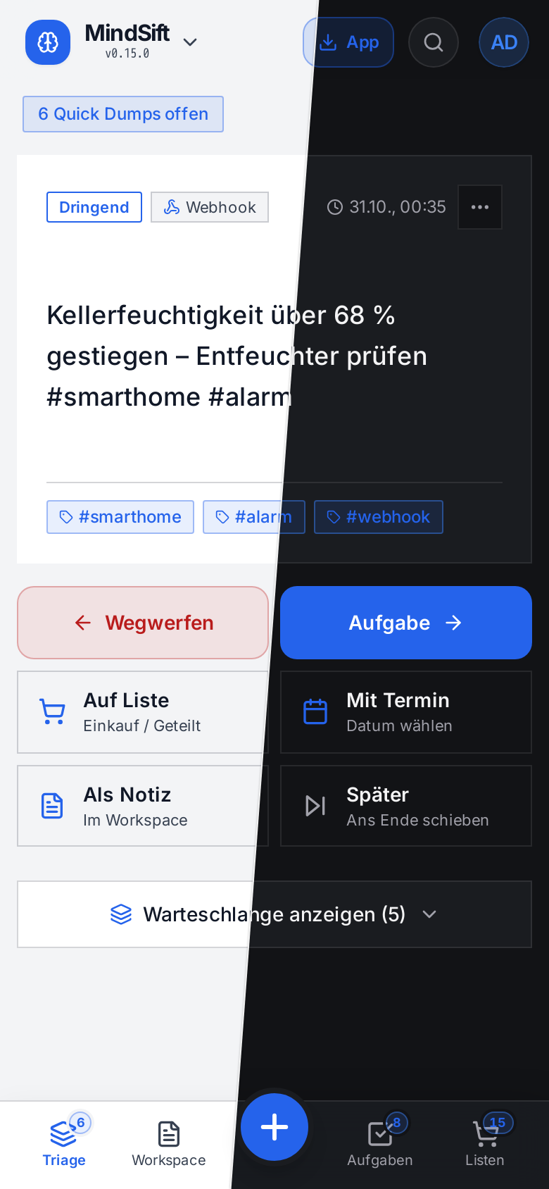 MindSift Triage am Smartphone